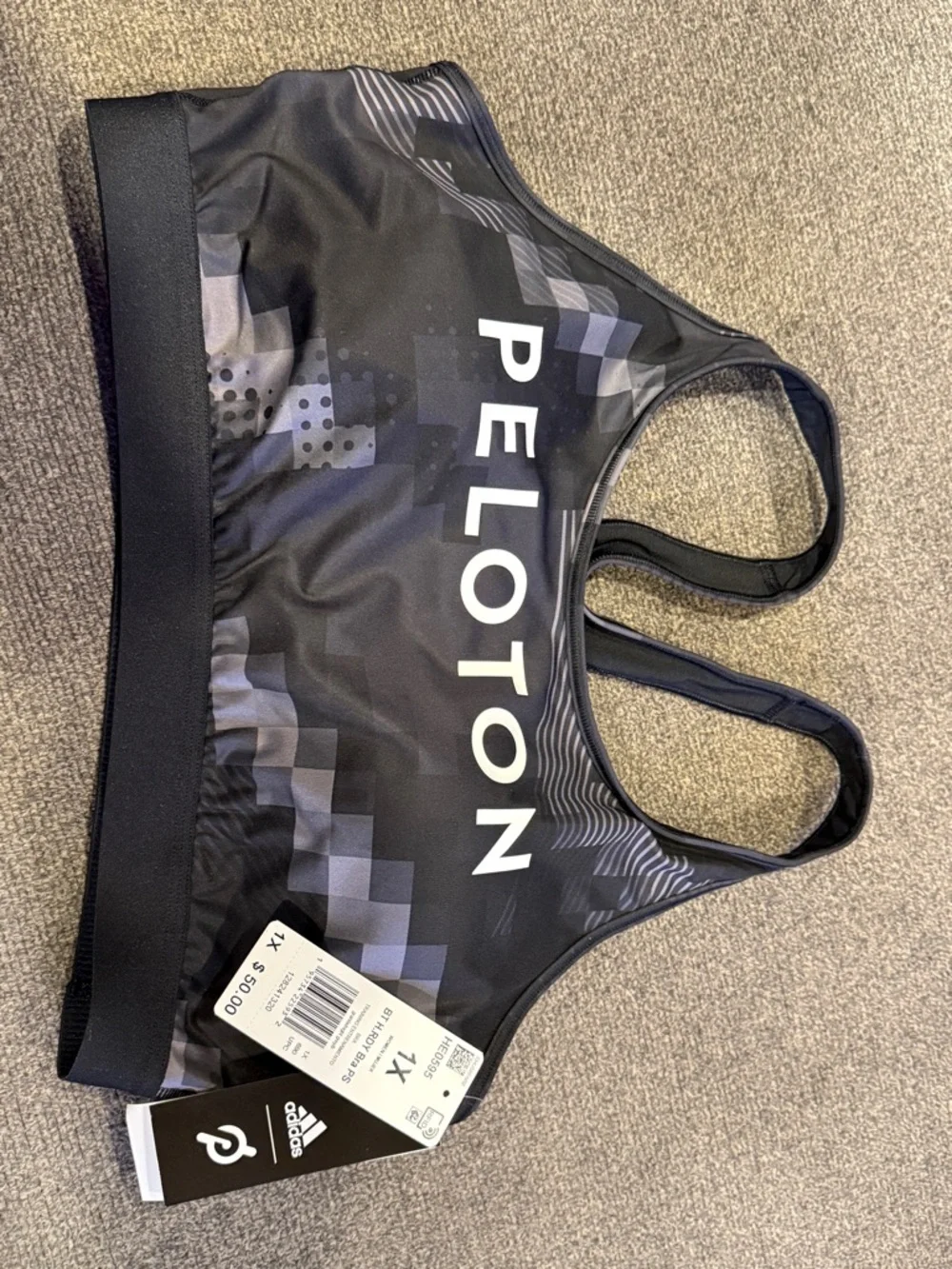 NWT Adidas x Peloton Sports Bra black and gray women’s size 1X